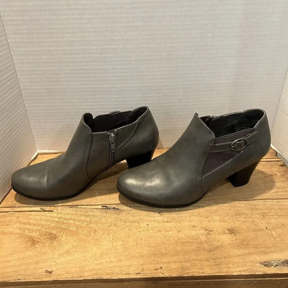 CROFT & BARROW Ortholite Slip On Casual Ankle Booties Boots Heels Gray Size 7.5M